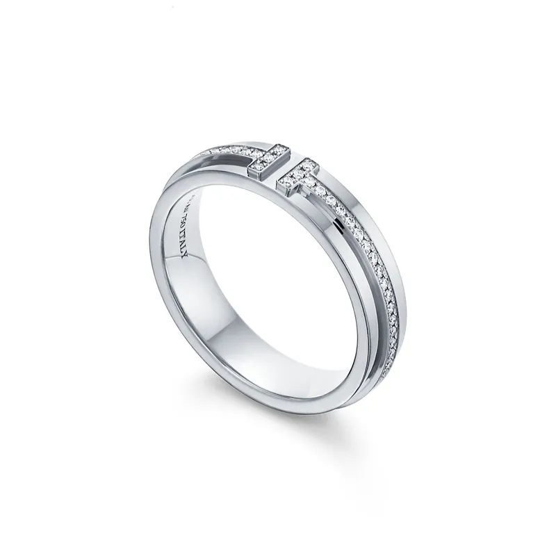 Tiffany T Narrow Diamond Ring in 18k White Gold view 6
