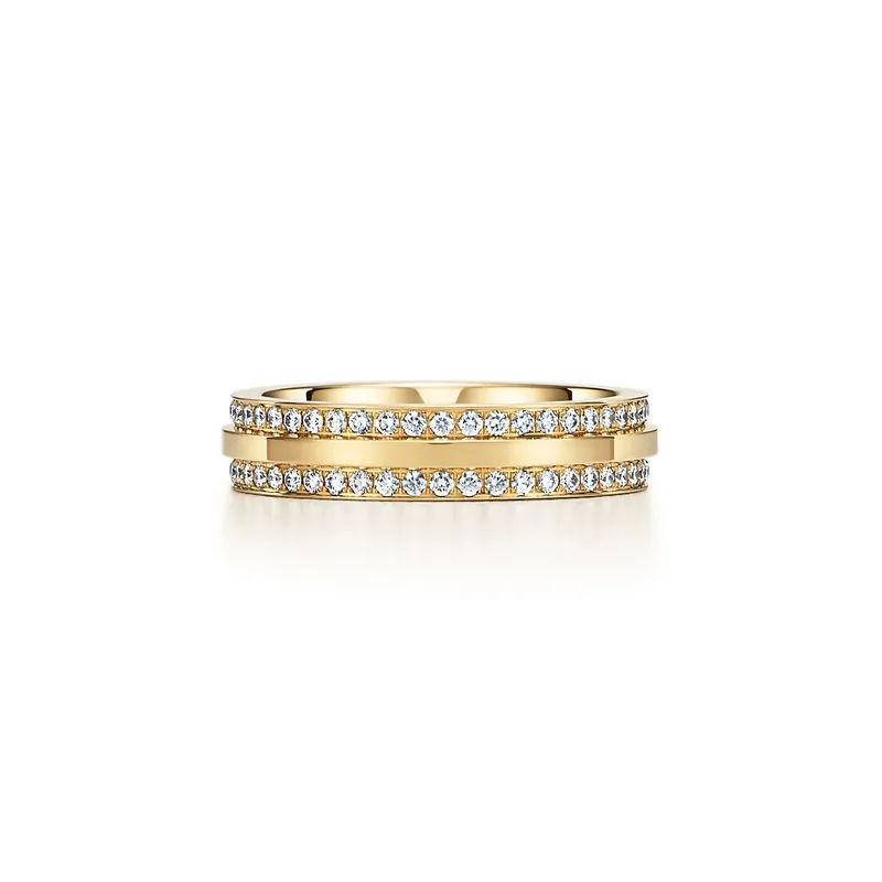 Tiffany T Narrow Pavé Diamond Ring in 18k Gold vy 6