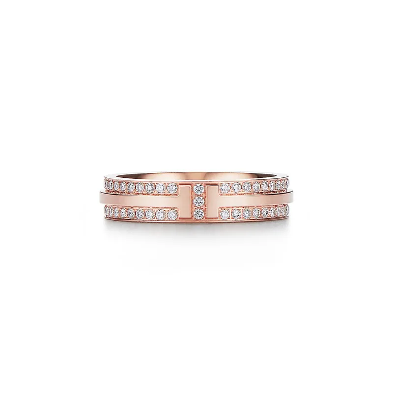 Tiffany T Narrow Pavé Diamond Ring in 18k Rose Gold diamond engagement ring