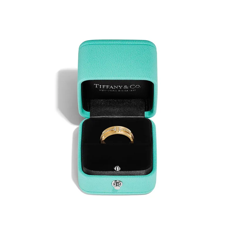Tiffany T Wide Diamond Ring in 18k Gold view 6