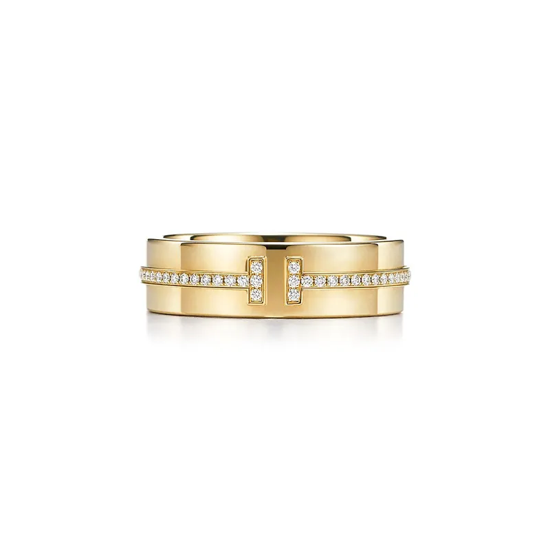 Tiffany T Wide Diamond Ring in 18k Gold diamond round cut engagement ring