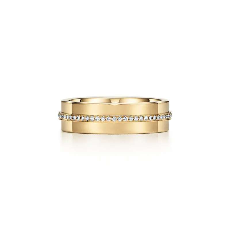 Tiffany T Wide Diamond Ring in 18k Gold view 5