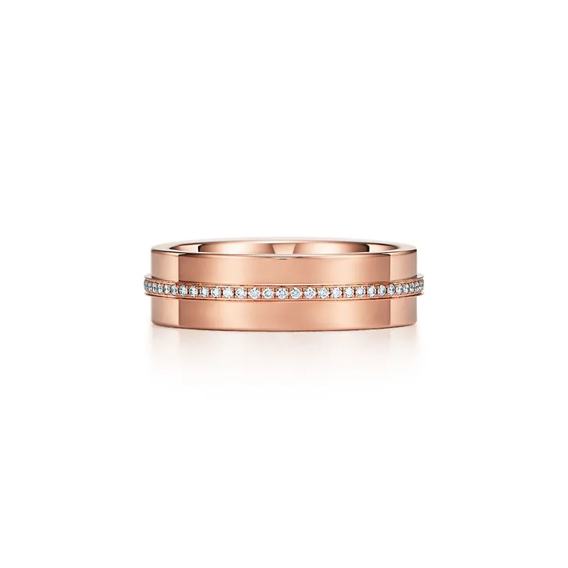 Tiffany T Wide Diamond Ring in 18k Rose Gold view 5