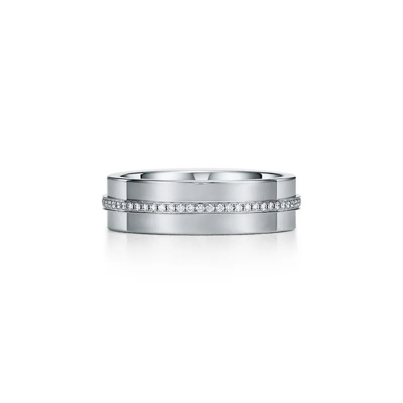Tiffany T Wide Diamond Ring in 18k White Gold view 5