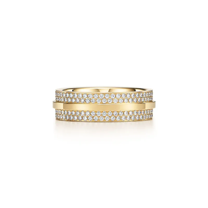 Tiffany T Wide Pavé Diamond Ring in 18k Gold view 6