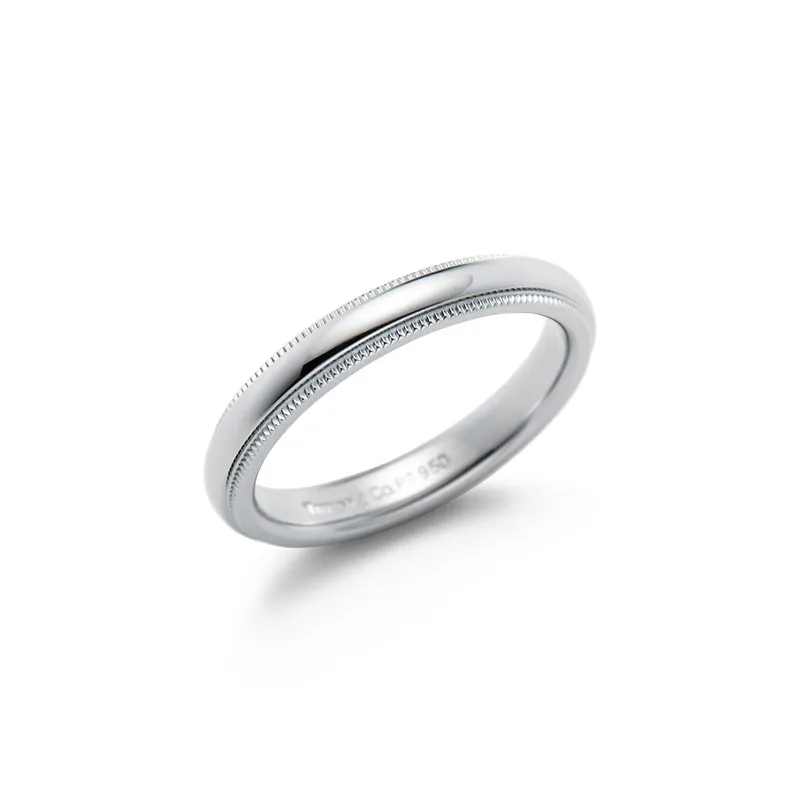 Tiffany Together Milgrain Band Ring in Platinum, 3 mm Wide vy 4