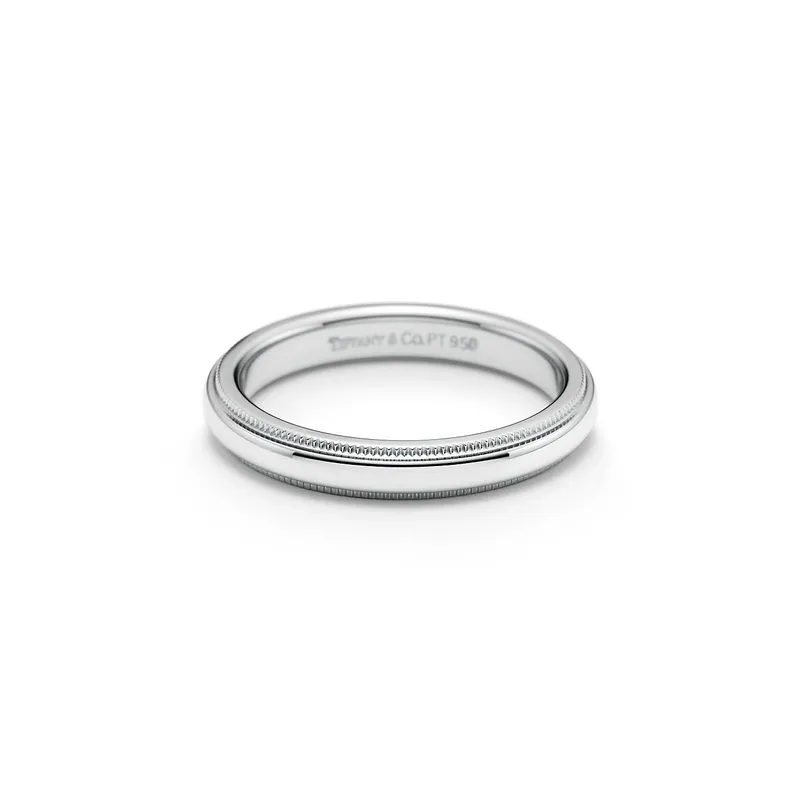 Tiffany Together Milgrain Band Ring in Platinum, 3 mm Wide vy 5