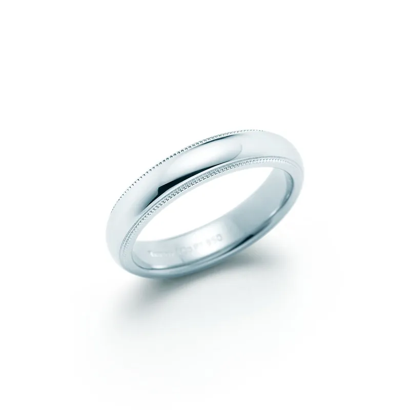 Tiffany Together Milgrain Band Ring in Platinum, 4 mm Wide vy 5