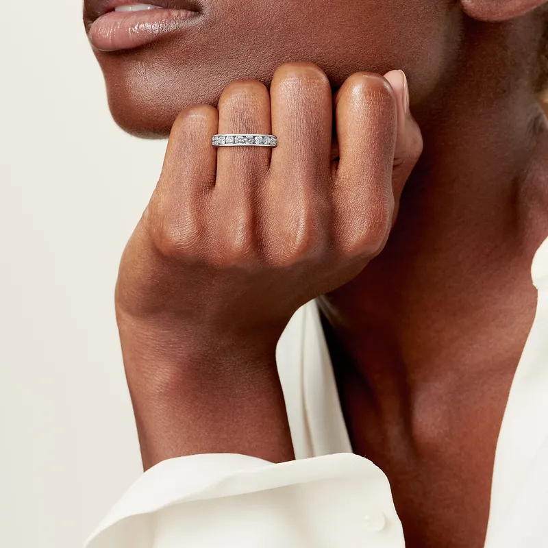 Tiffany® Setting Wedding Band in Platinum with a Full Circle of Diamonds, 4 mm view 2