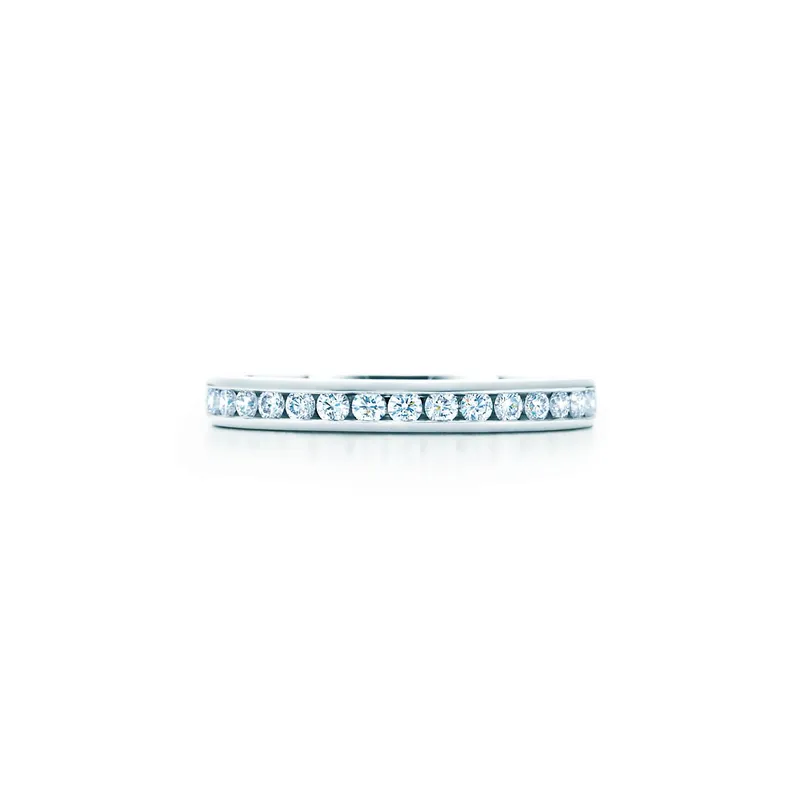 Tiffany® Setting Wedding Band in Platinum with a Half-circle of Diamonds, 2.5 mm view 3
