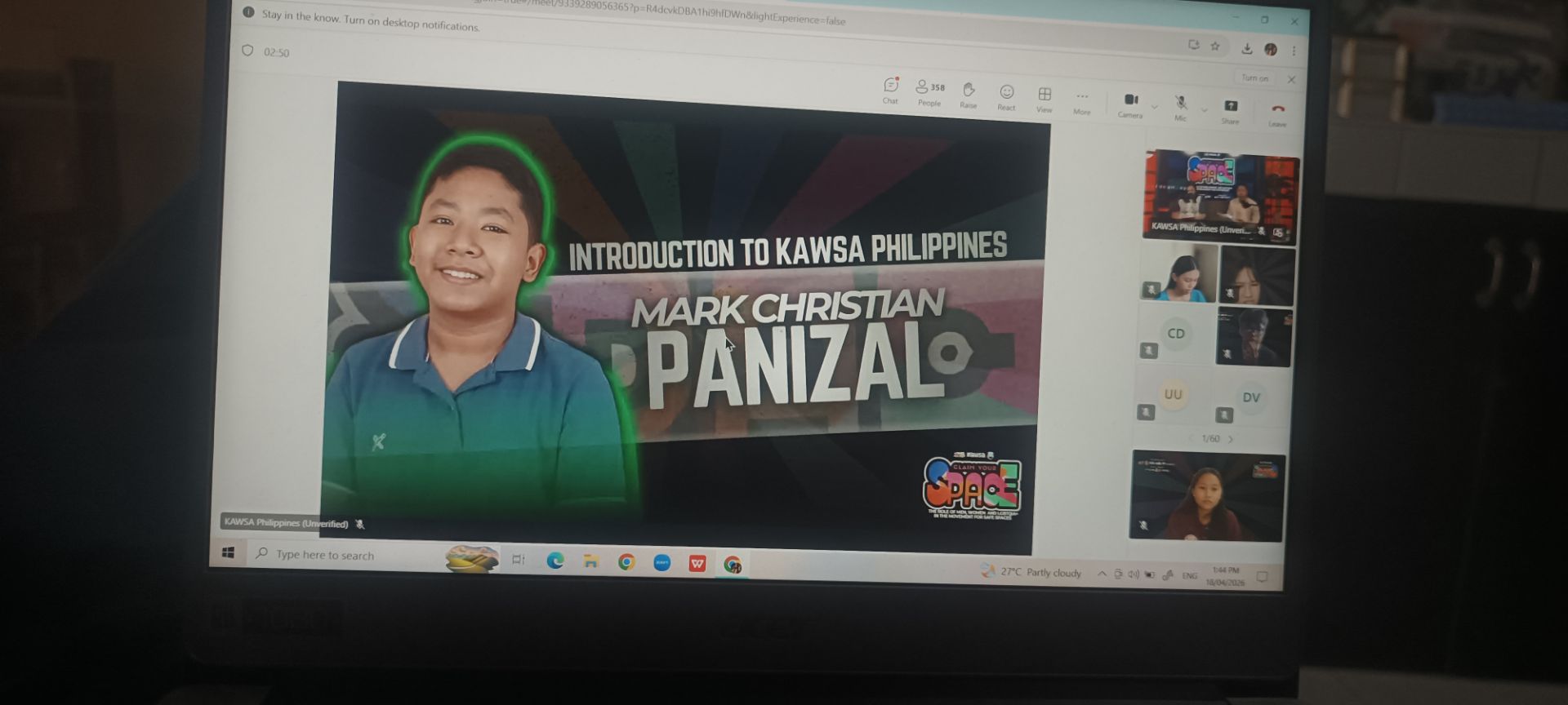 KAWSA PHILIPPINES NoCLAIM YOUR SPACE: The Role of Men, Women and LGBTQIA+ in the Movement for Safe Spaces
