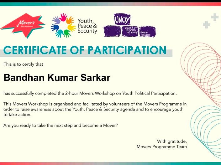 Proud to complete the Movers Workshop on Youth Political Participation, promoting the Youth, Peace & Security agenda with UNOY and the Movers Programme!