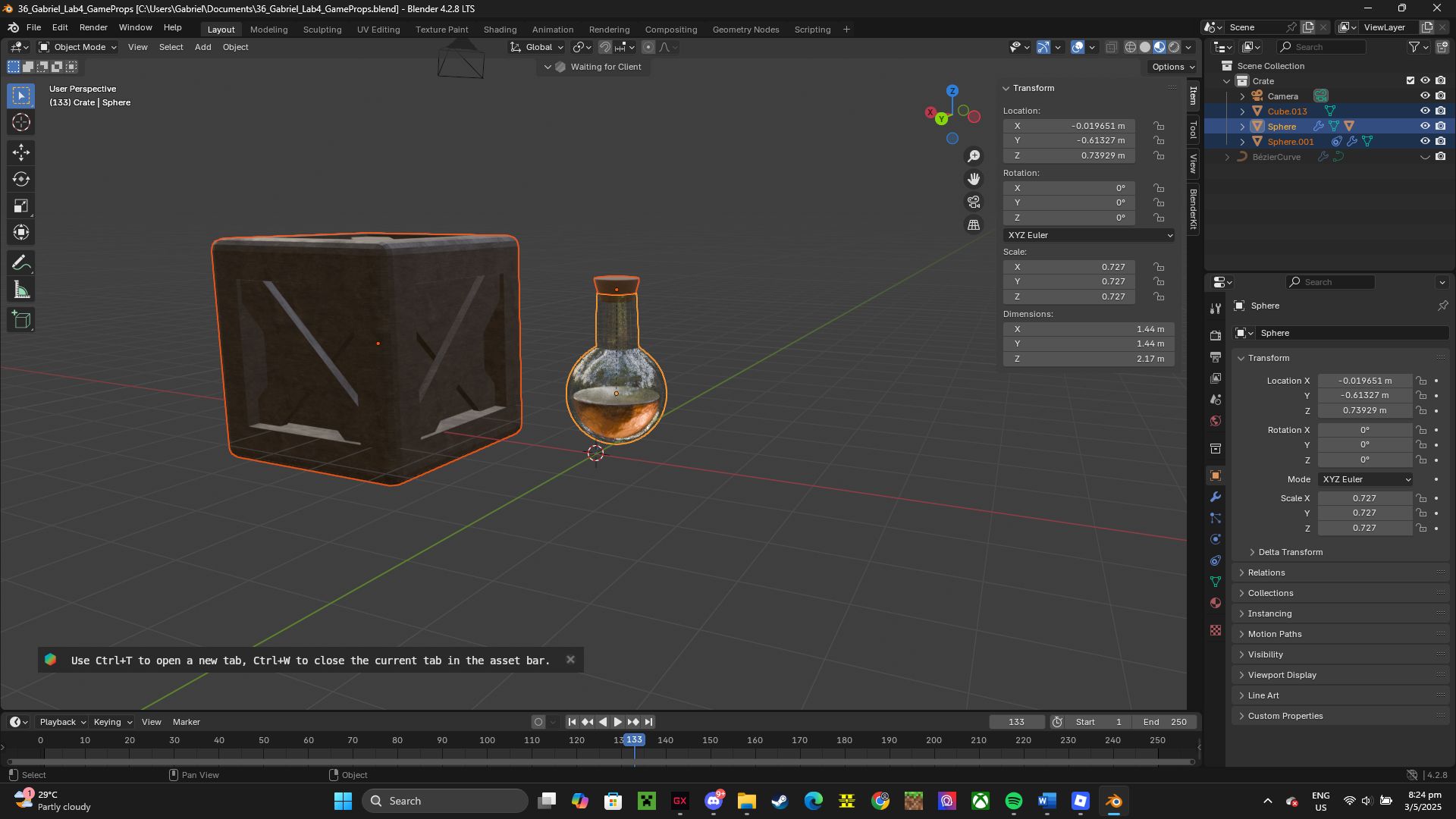 Modelling in blender