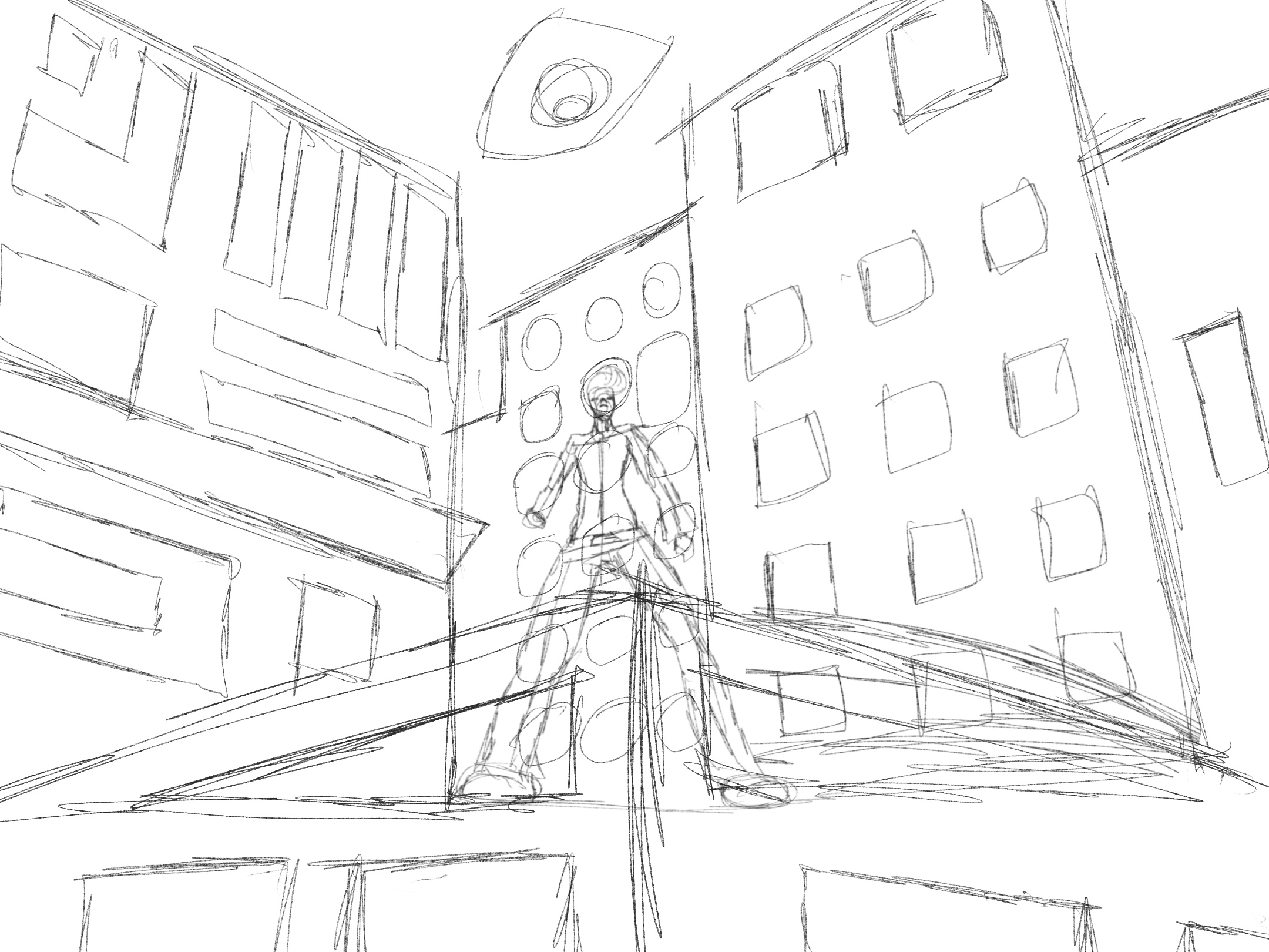 3 point perspective practice sketch