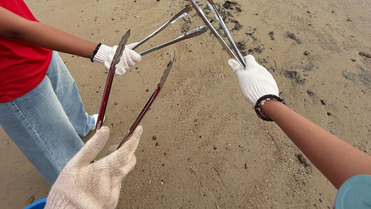 Beach cleanup at sembawang beach , organised by National Youth Corps(NYC), volunteerism
