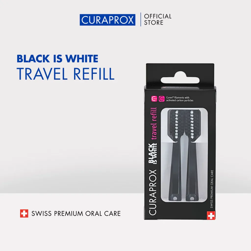 Black Is White Travel Refill Toothbrush Heads 2 pcs