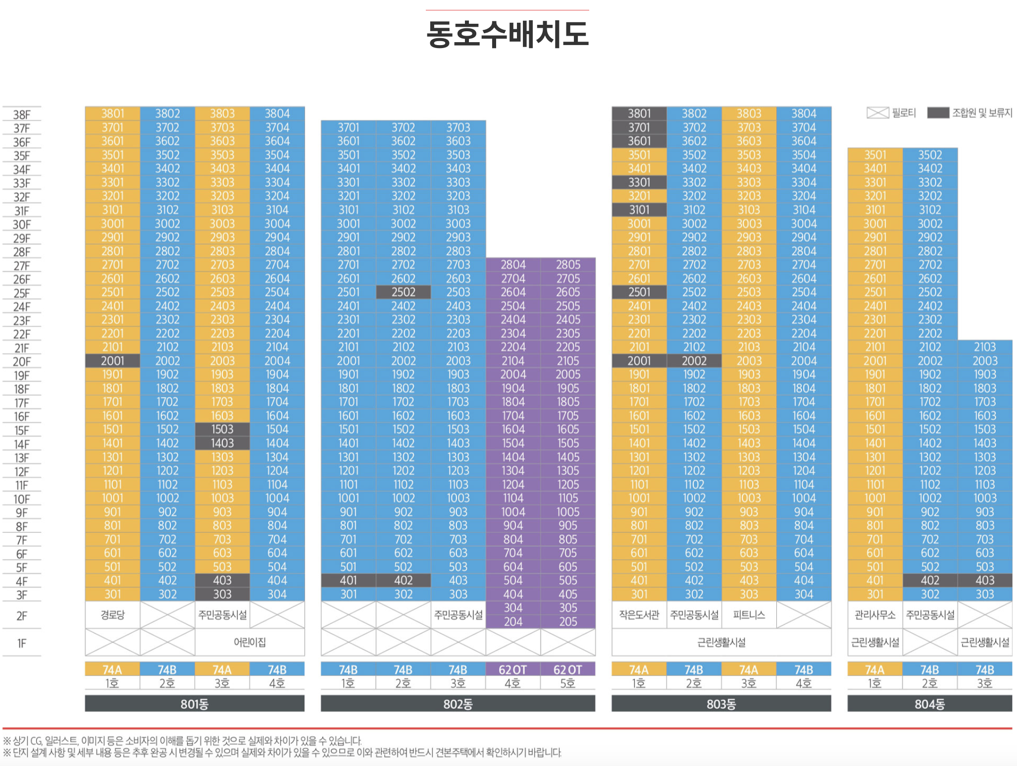 청주 남주 대원칸타빌 더 시엘 동호배치도