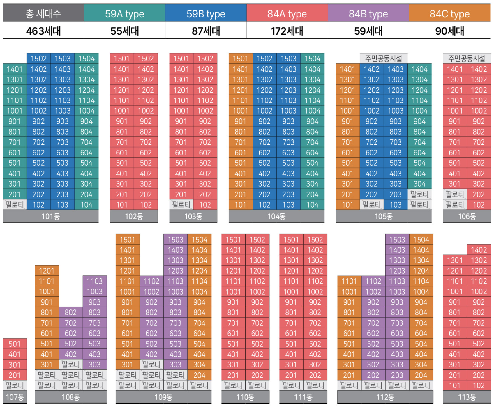 순천 한양립스 파크포레 동호배치도