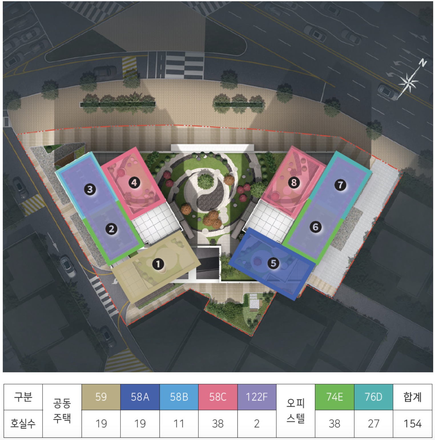 창동 다우아트리체 주상복합 아파트(임의공급 2차) 단지배치도