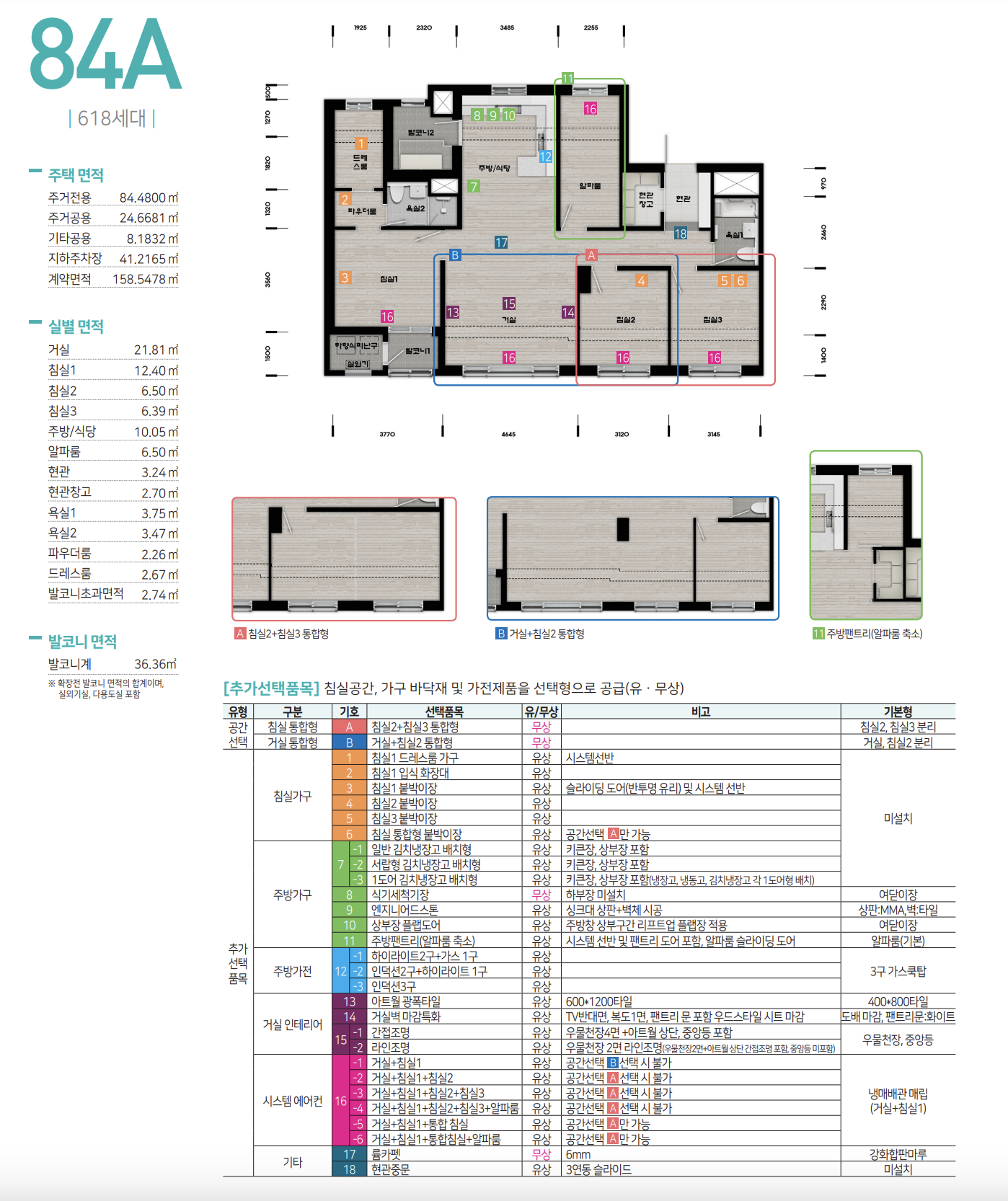 84A,B,C 타입 평면도