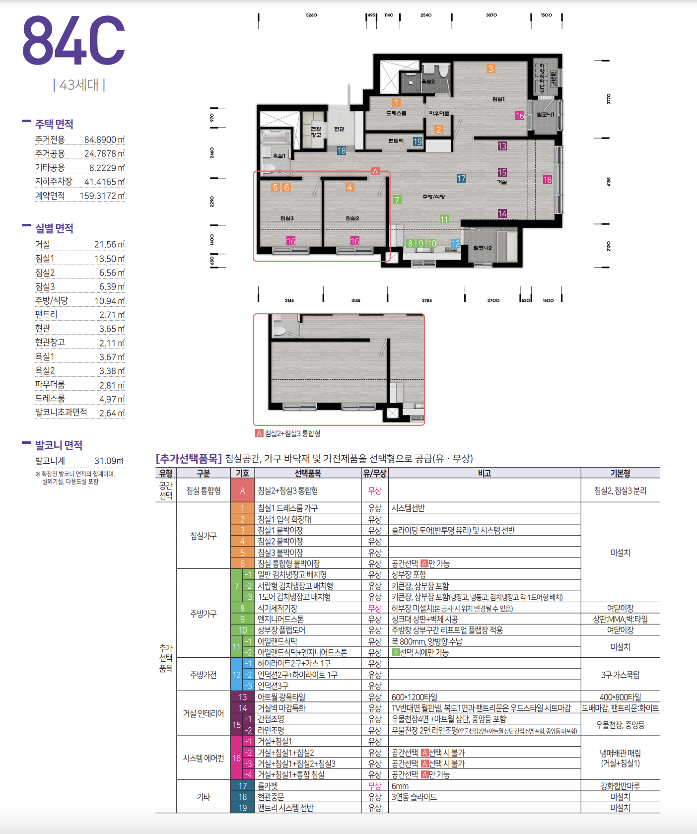 84A,B,C 타입 평면도