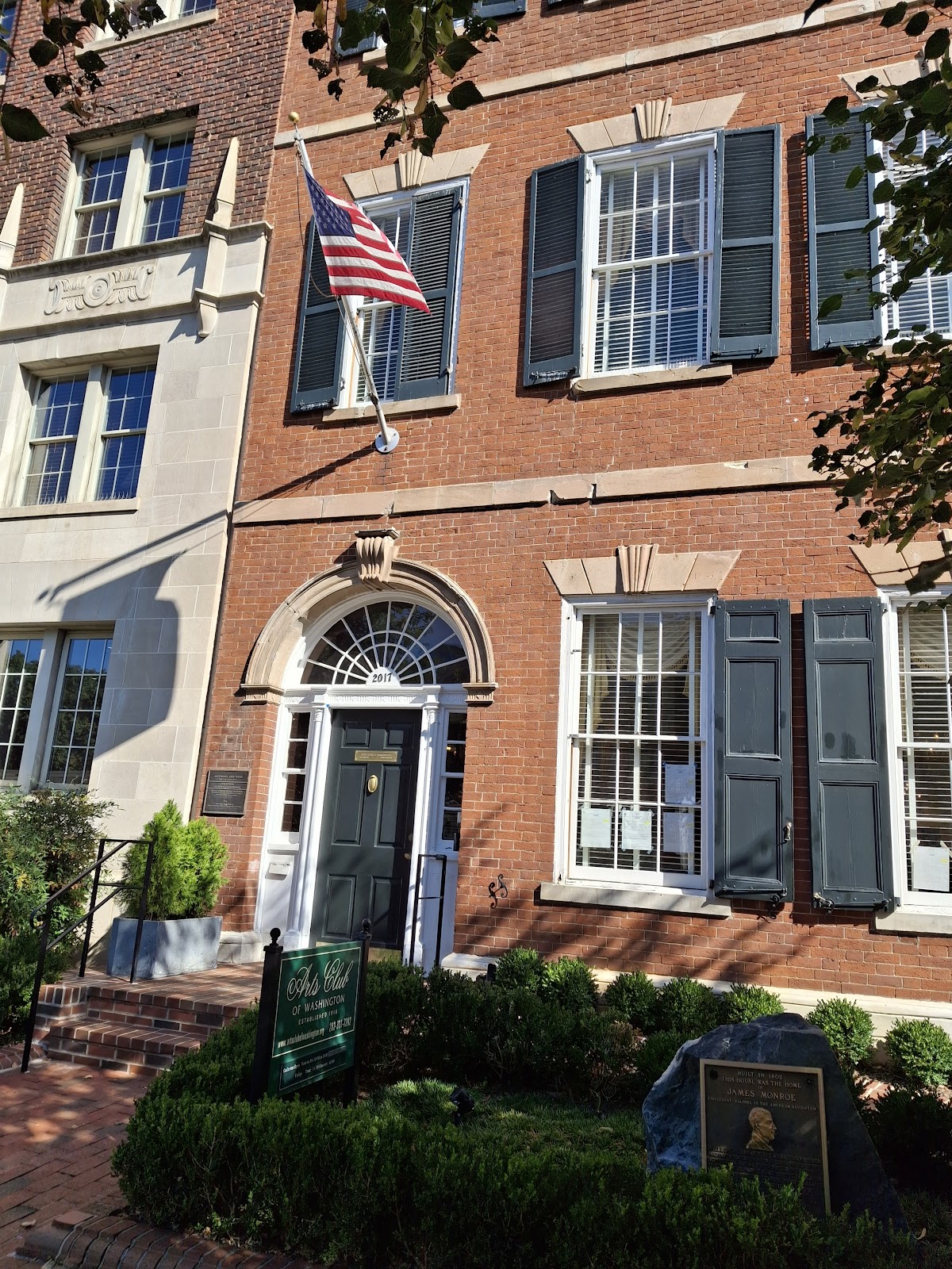 Arts Club of Washington — the brick façade of the historic Monroe House