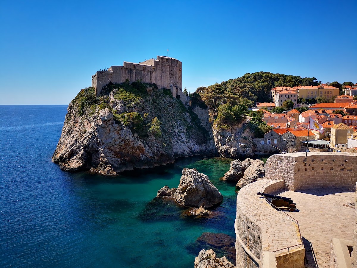 Lovrjenac Fortress, Dubrovnik — a triangular 16th-century fortress 37m above the sea facing the Old Town (Game of Thrones' Red Keep), fully privatized for weddings up to 200 guests