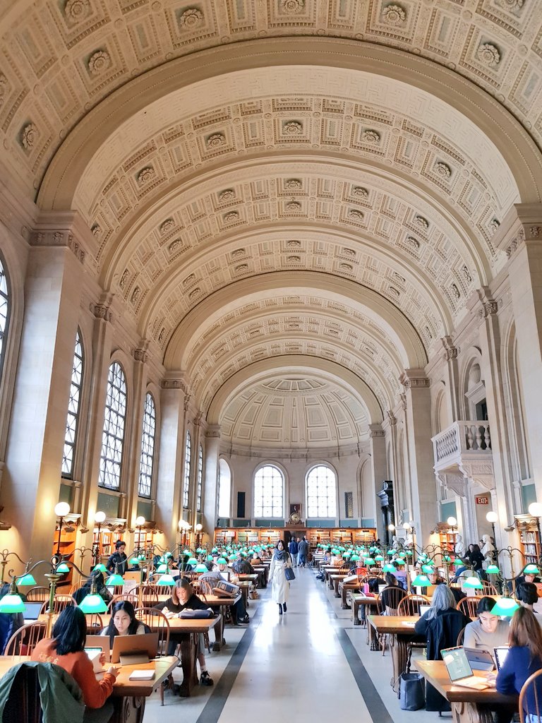Boston Public Library — the barrel-vaulted reading room of Bates Hall in Copley Square