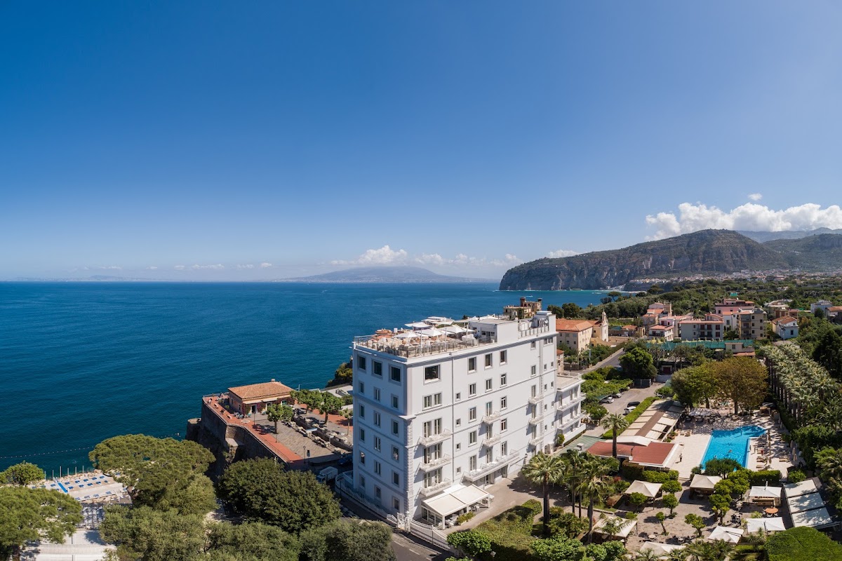 Hotel Mediterraneo Sorrento — contemporary rooftop wedding hotel in Sant'Agnello with a panoramic sky bar over the Bay of Naples, minimum 80 guests