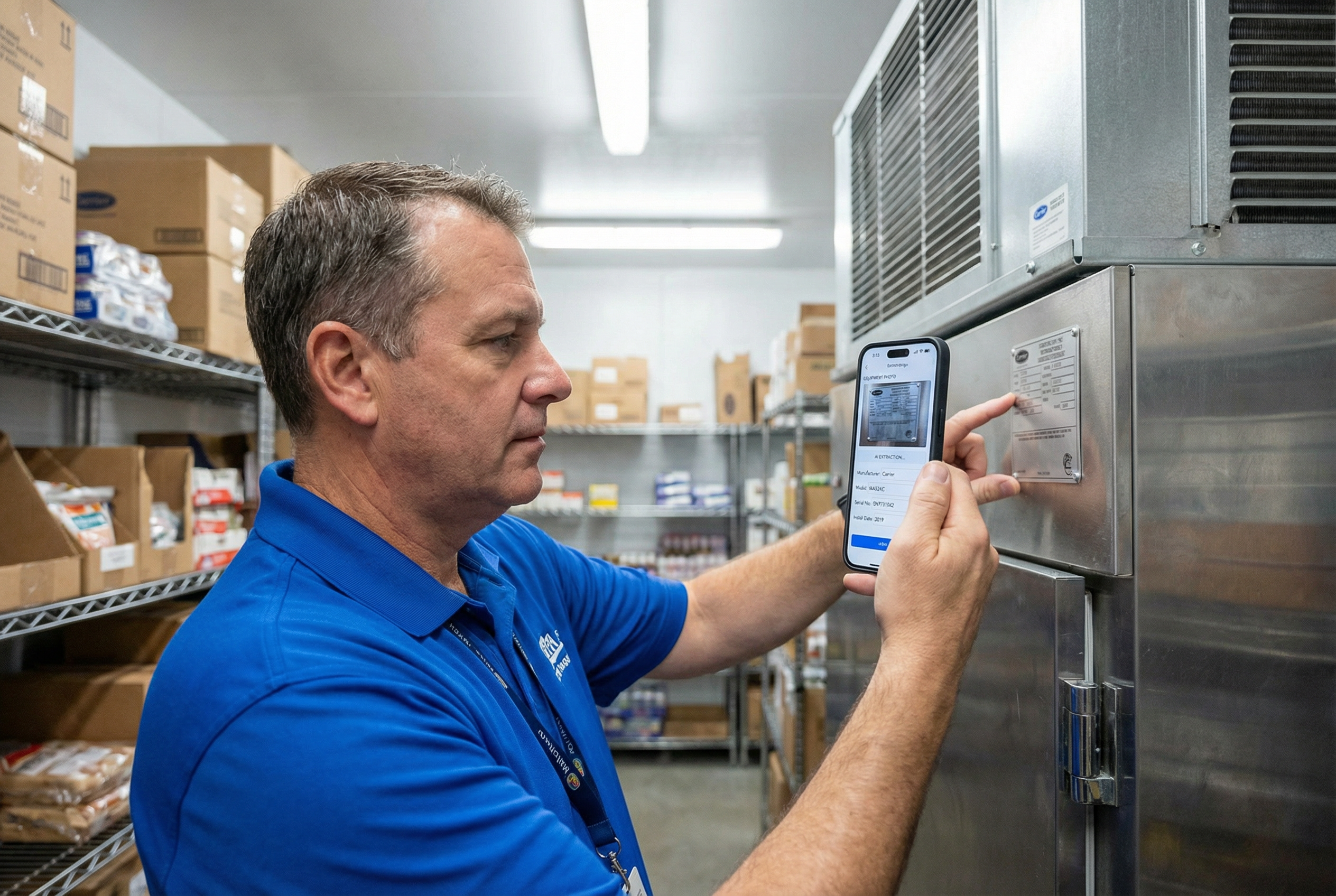 Mobile asset management for store managers - AI spec extraction on iPhone during morning store walk - retail equipment documentation