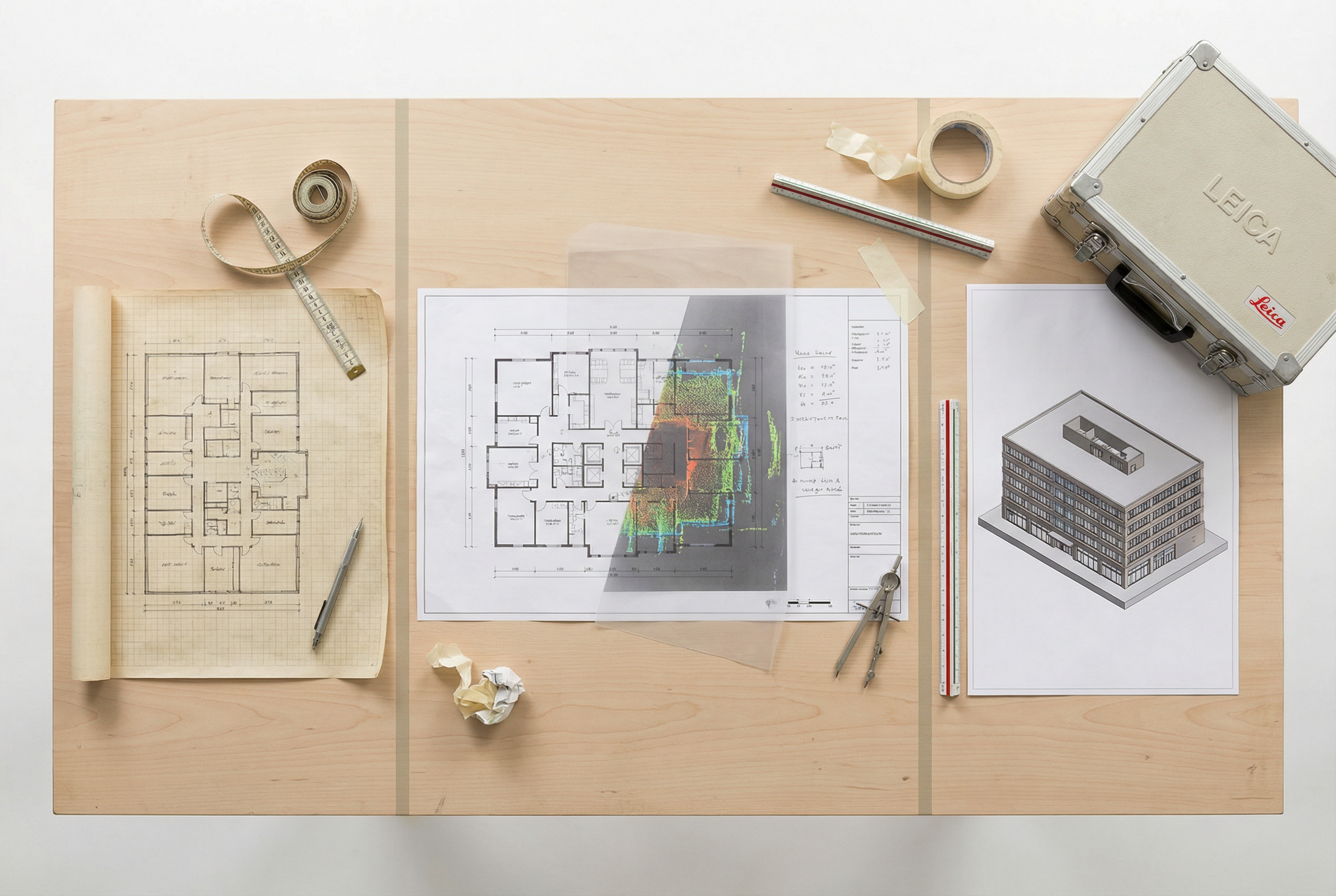 Scan-to-BIM vs traditional surveying decision framework — project selection guide showing when to use laser scanning vs manual survey based on project size, complexity, and deliverable requirements