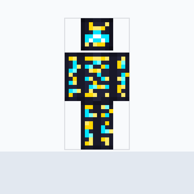 transparent black with golden stars, 100 random stars, cyber sty Minecraft skin