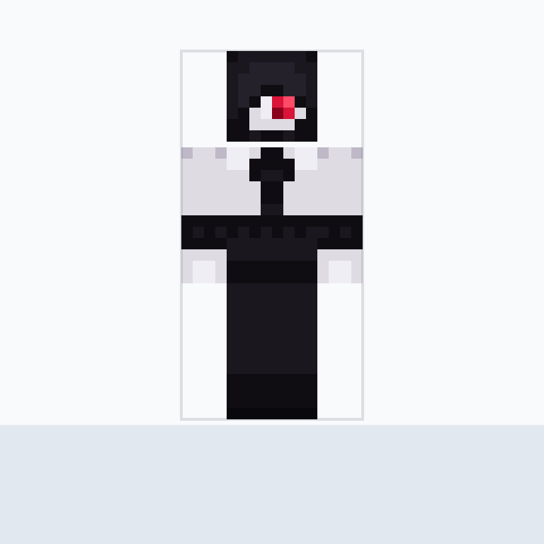character skin features a high-contrast Gothic Victorian aesthet Minecraft skin