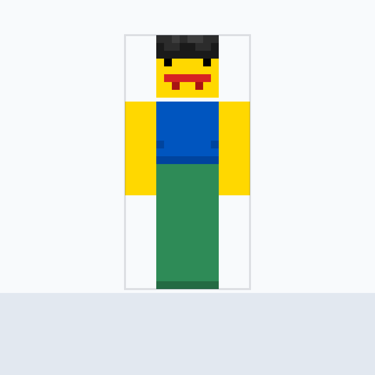make me a roblox noob skin with a red mustache and a black beani Minecraft skin