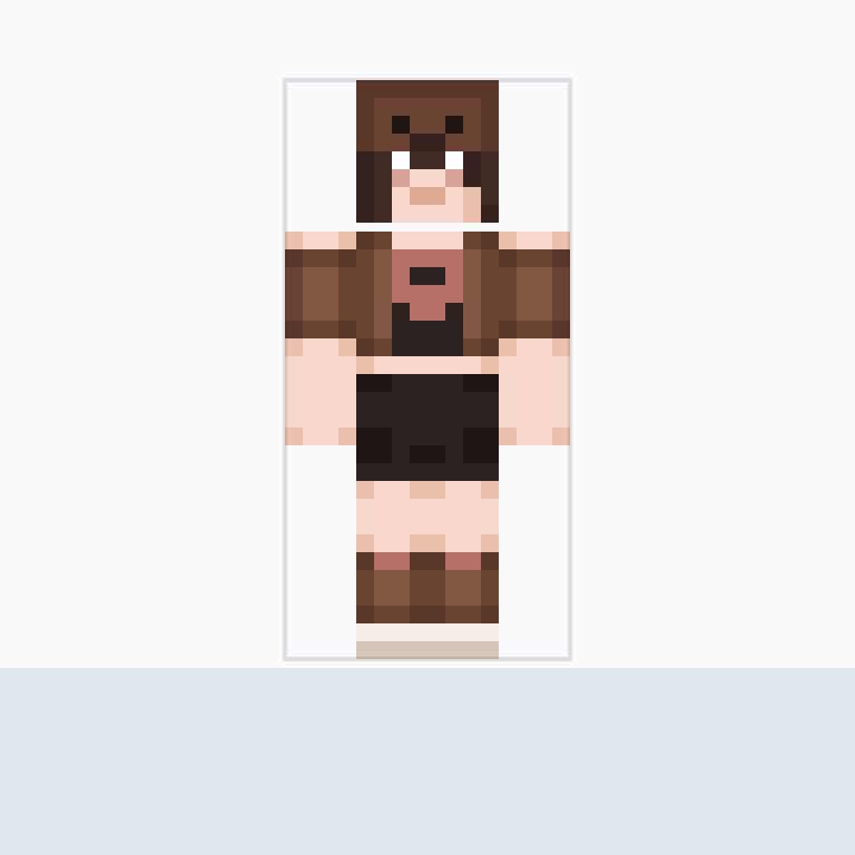 Create a highly detailed, cute feminine Minecraft skin in a soft Minecraft skin