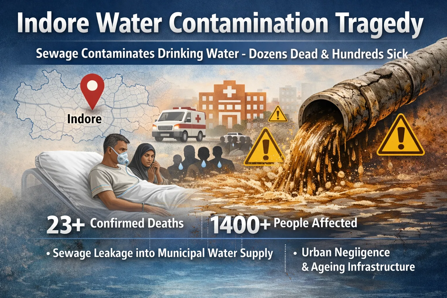 Indore Water Contamination Tragedy | Sewage-Linked Diarrhoea Outbreak Kills 23, Exposes Urban Negligence