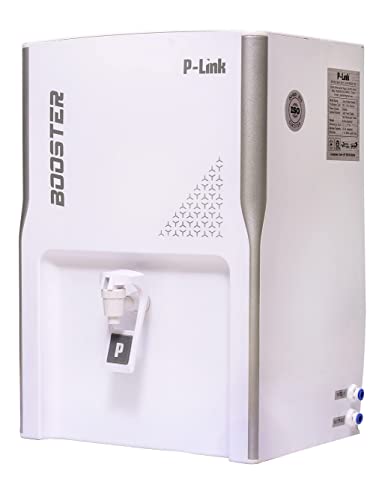 P-Link Booster Water Purifier | RO + UV In Tank + Copper + Alkaline White and black