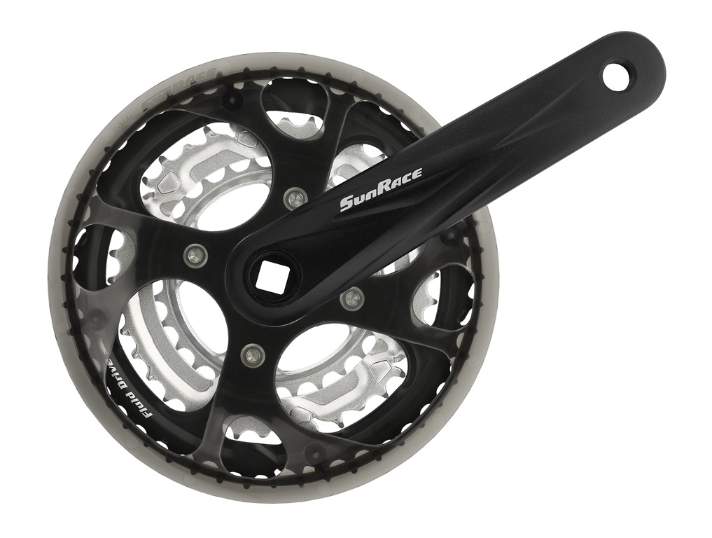 HAJTÓMÜ SUNRACE FCM300 7/8-SEB MTB 48/38/28T/170MM FEKETE ALU