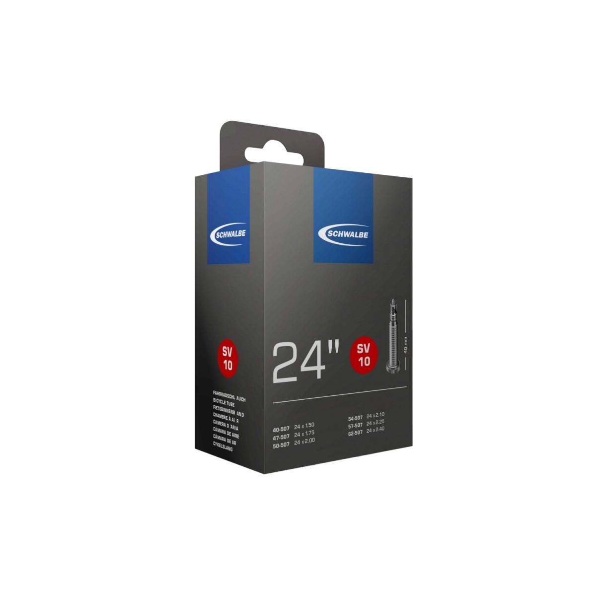 TÖM 24X1,50-2,40 (40/62-507) SCHWALBE SV10 - 40MM DOBOZOS