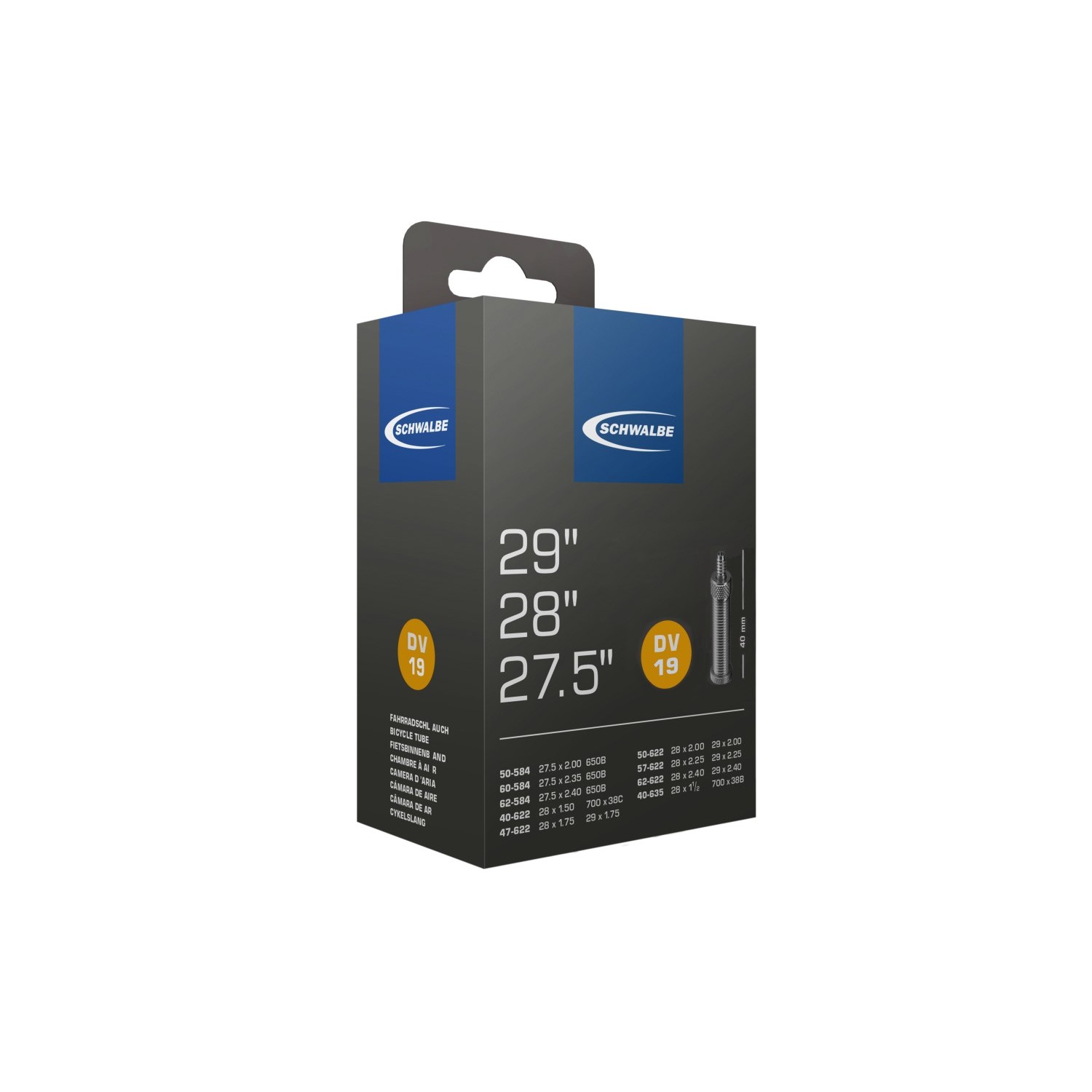 TÖM 27,5/28/29 (584/622/635) SCHWALBE DV19 - 40MM DOBOZOS