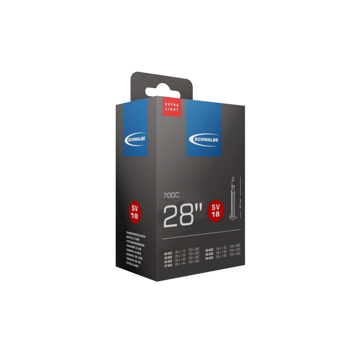 TÖM 700X28-42C (28/44-622) SCHWALBE SV18 EXTRA LIGHT - 40MM DOBOZOS 1