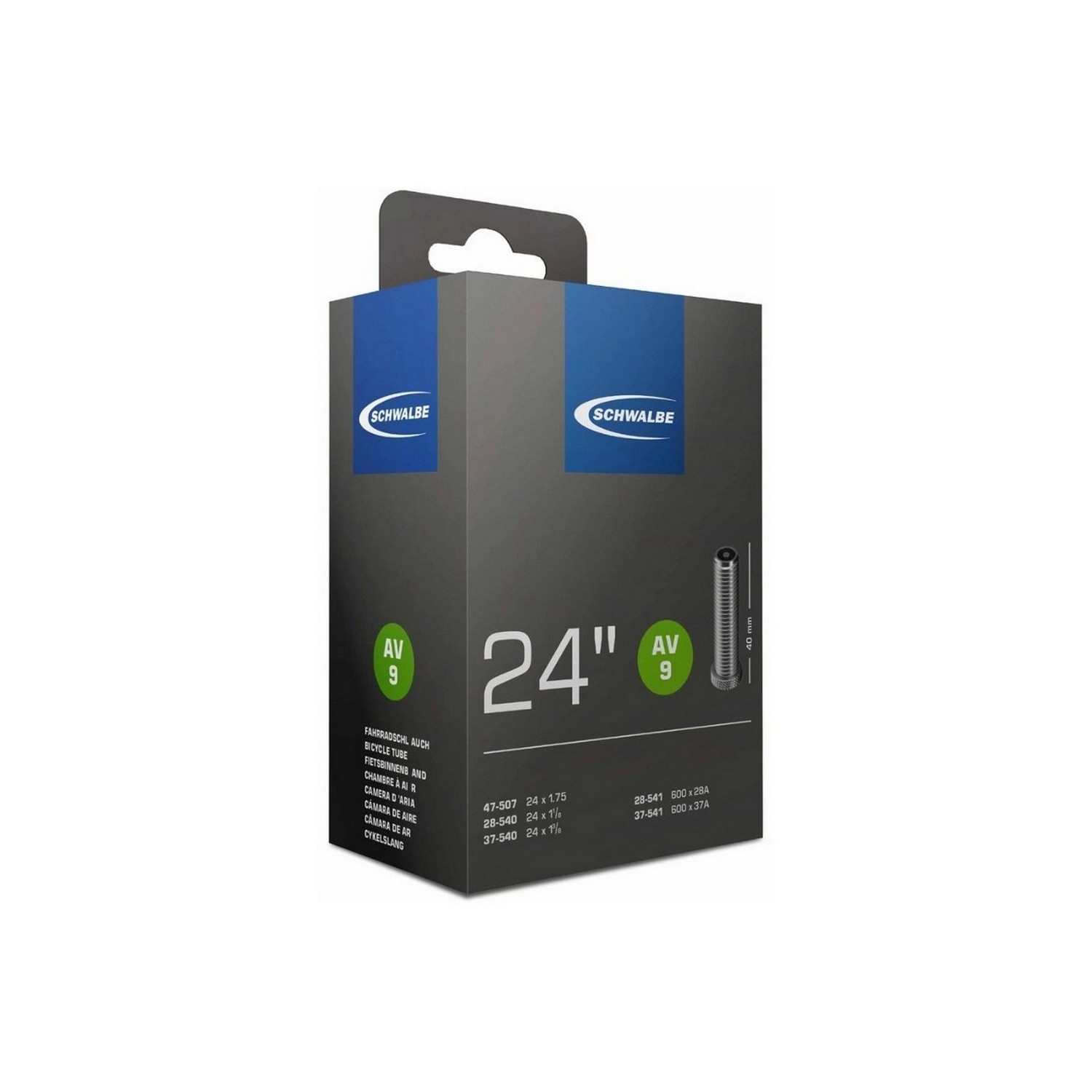 TÖM 24X1-3/8 (28/47-507/541) SCHWALBE AV9 - 40MM DOBOZOS 1