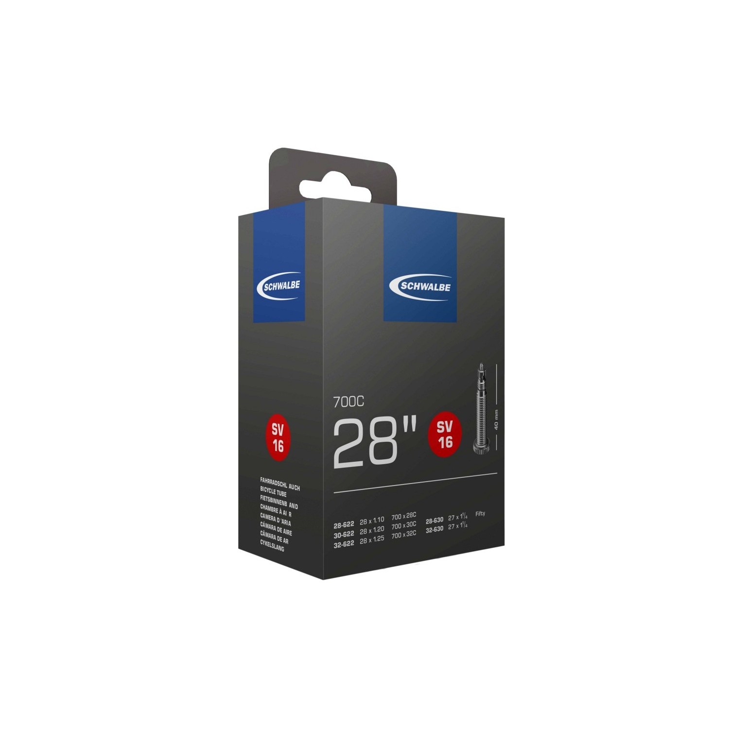 TÖM 27X1-1/4 (28/32-622/630) SCHWALBE SV16 - 40MM DOBOZOS 1