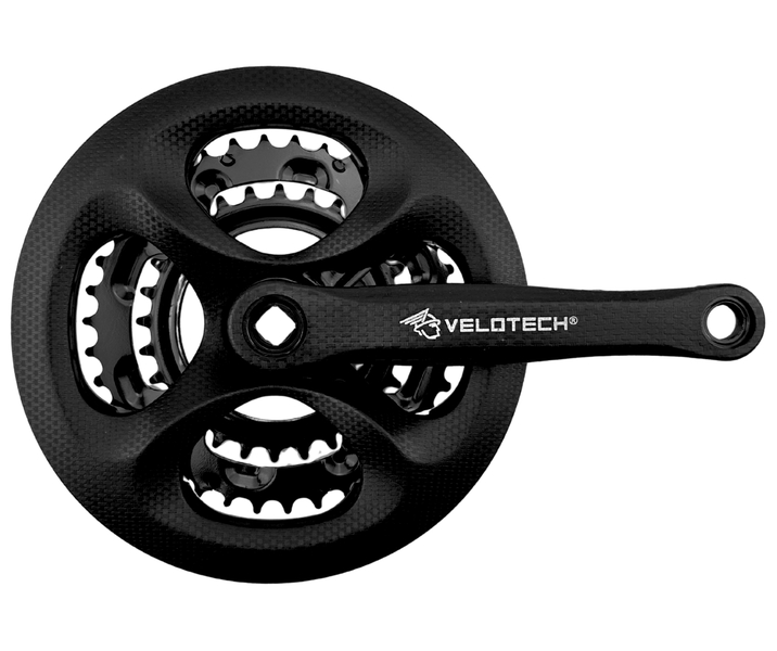 Hajtómû acél MTB fekete 48T/38/28 VPT