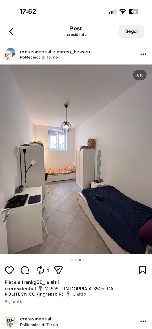 Carcasi 2 coinquiline donne per una camera doppia a Torino zona Cenisia a Torino