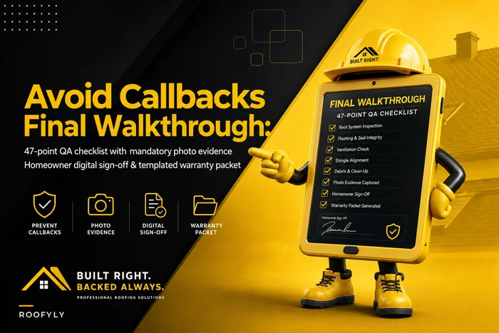 Avoid callbacks at closeout: a roofing final-walkthrough QA checklist and templated homeowner closeout packet