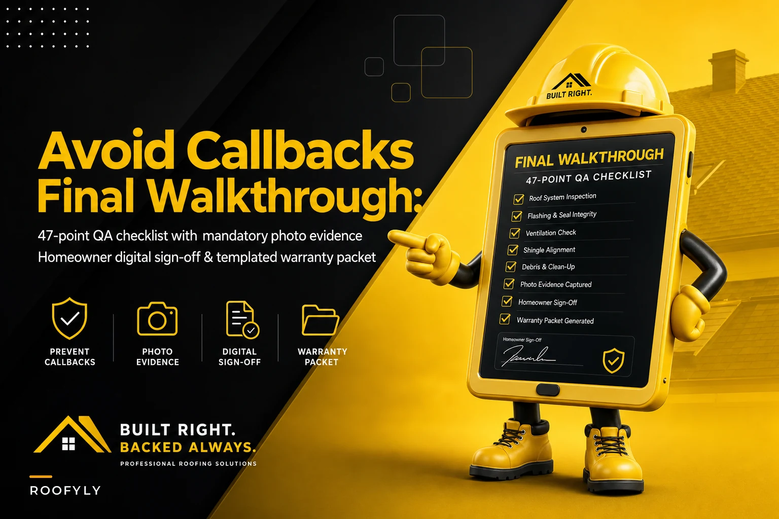 Avoid callbacks at closeout: a roofing final-walkthrough QA checklist and templated homeowner closeout packet