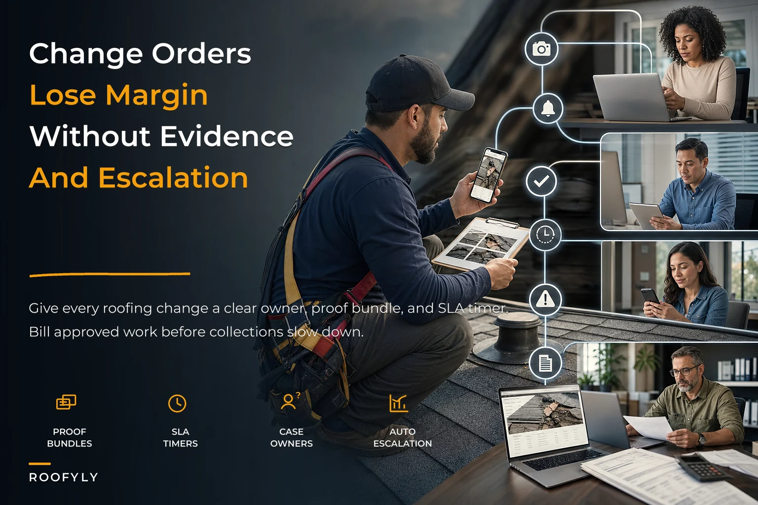 Change-order governance for roofing teams with SLAs and evidence gates