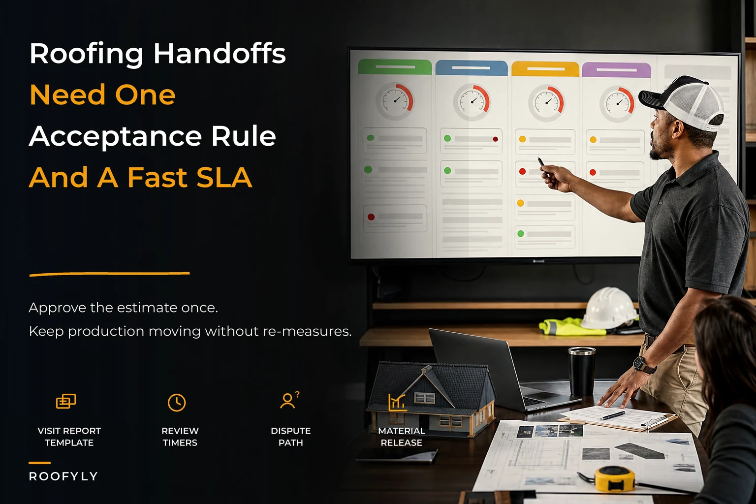 Estimator-to-production acceptance board and SLA rules for roofing teams