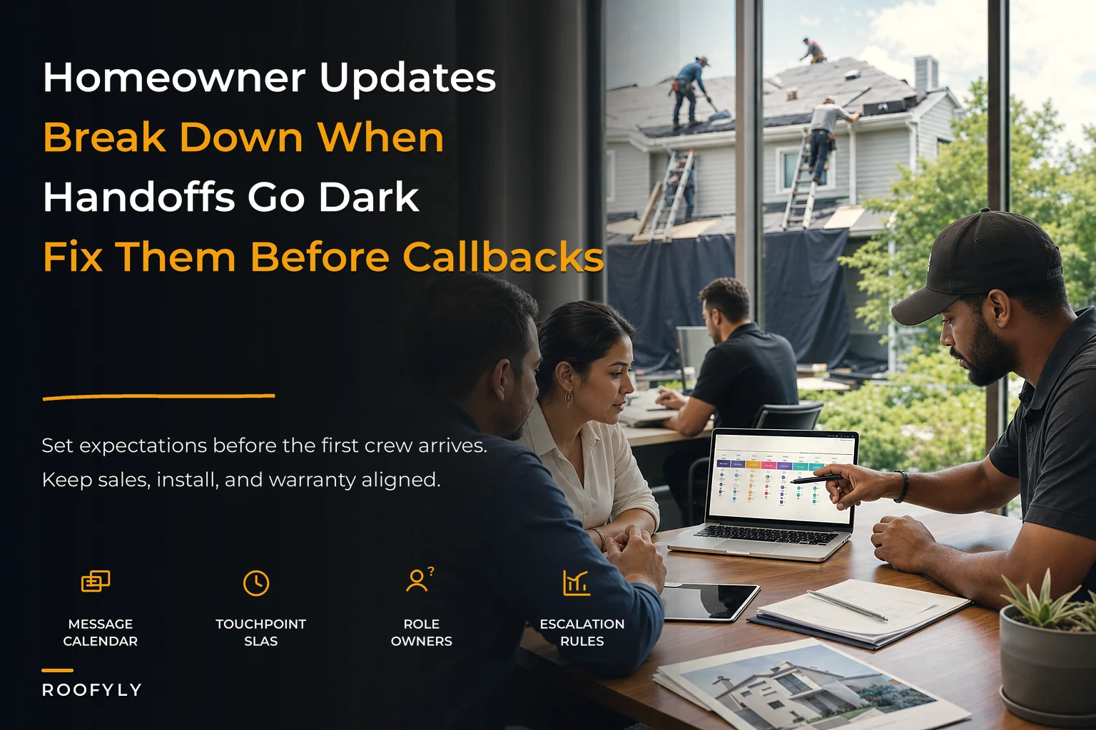 Homeowner communication system linking sales, install and warranty